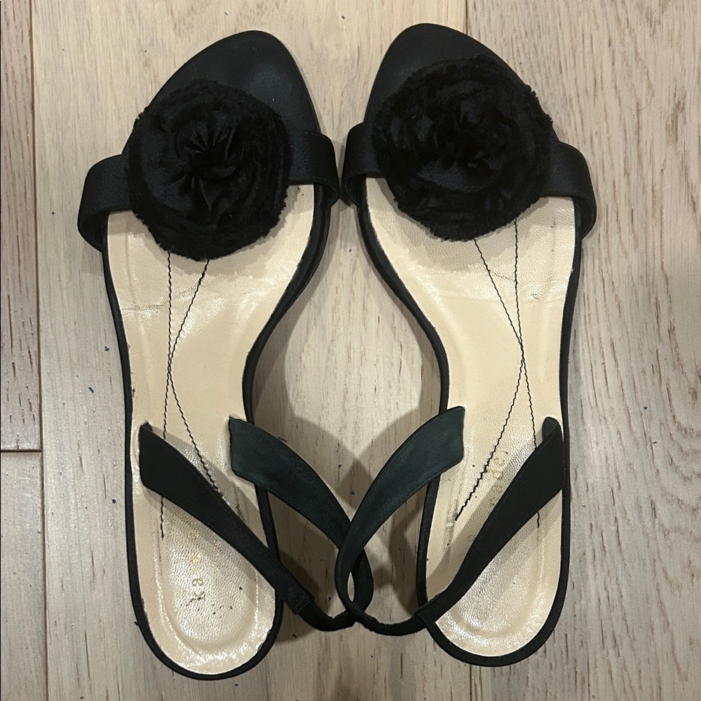 Kate Spade Black Kitten Heel Sandals Size 7
